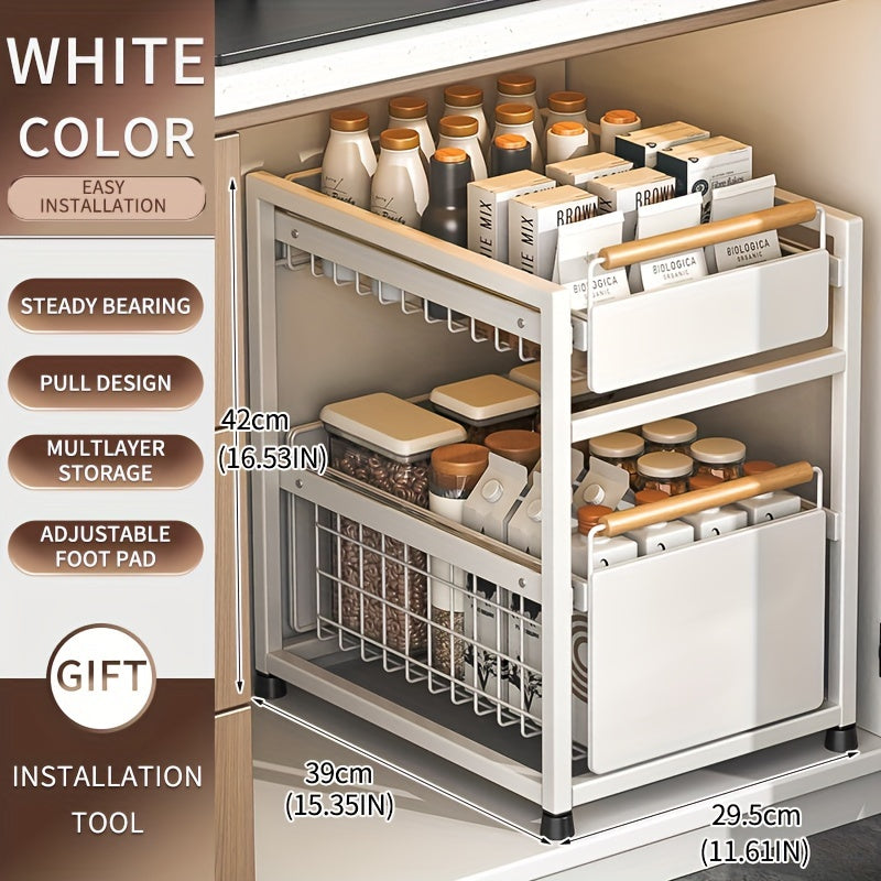 1 x Sliding Pull Out Drawer for Kitchen Cabinets - Sliding Cookware Organizer