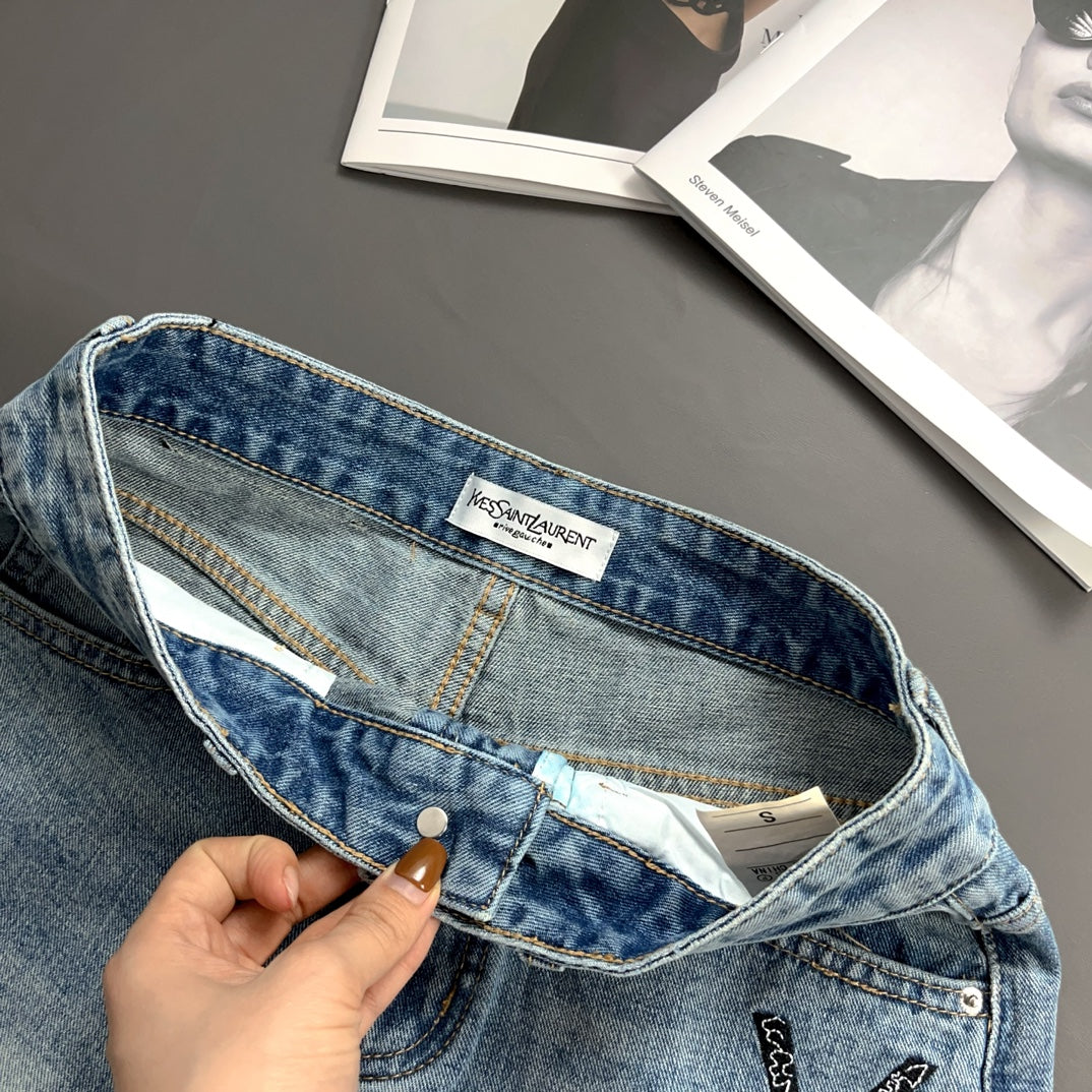 YSL fashion denim shorts 0725070105