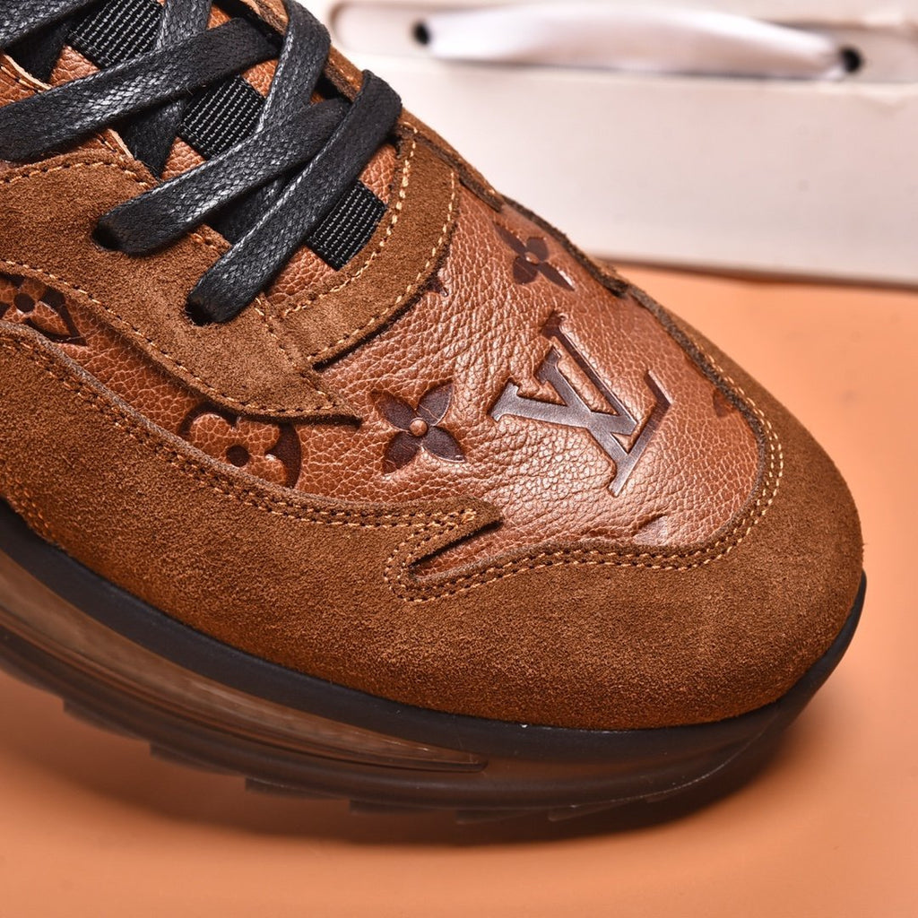 Brown Color Block Cushion Sole Sneakers