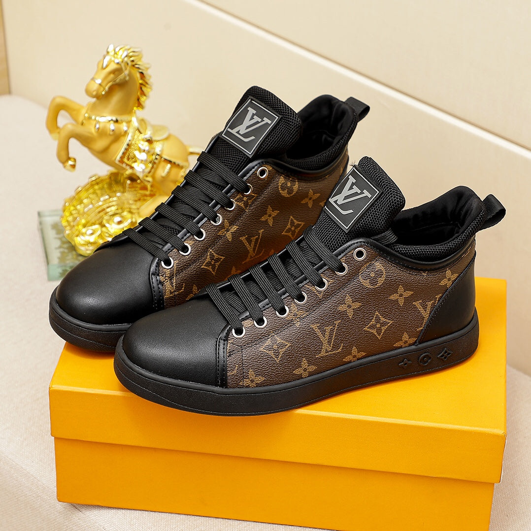 Brown High-Top Print Oxford Casual Sneakers