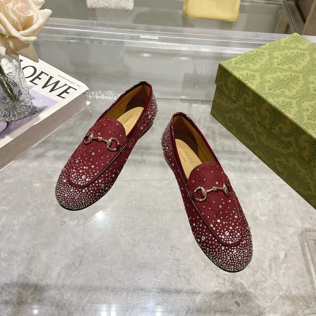 Women's New Rhinestone Horsebit Buckle Loafers 1025011710