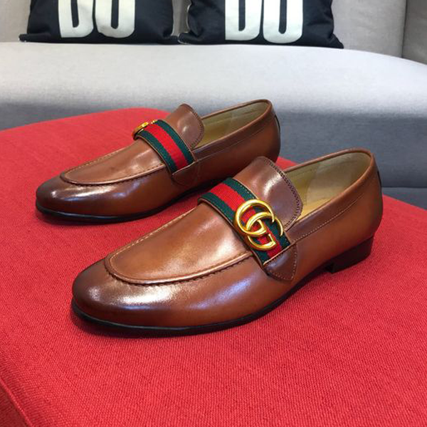 Classic Brown C Leather Men's Slip On Shoes