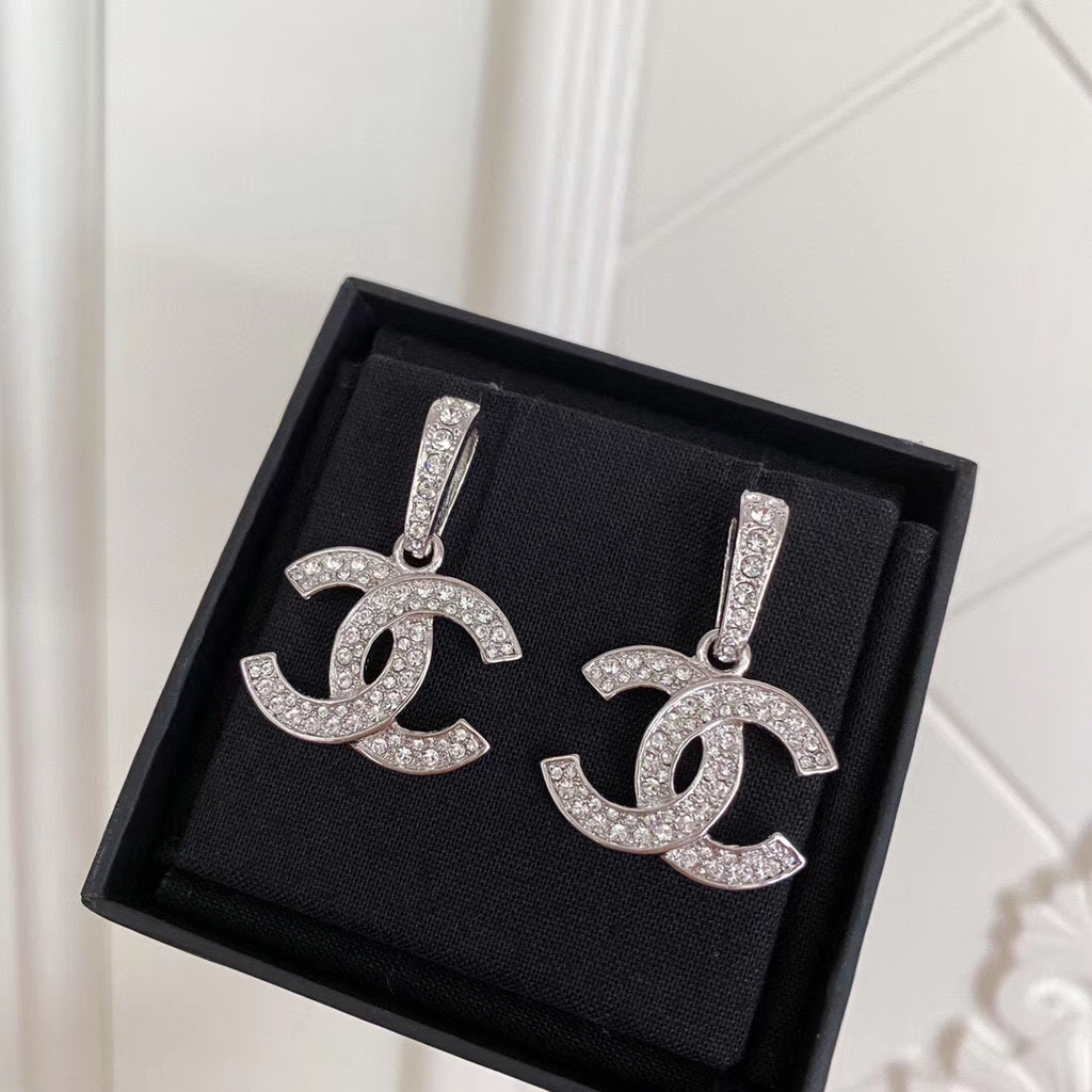 Classic Double Row Full Diamond Crystal Earrings