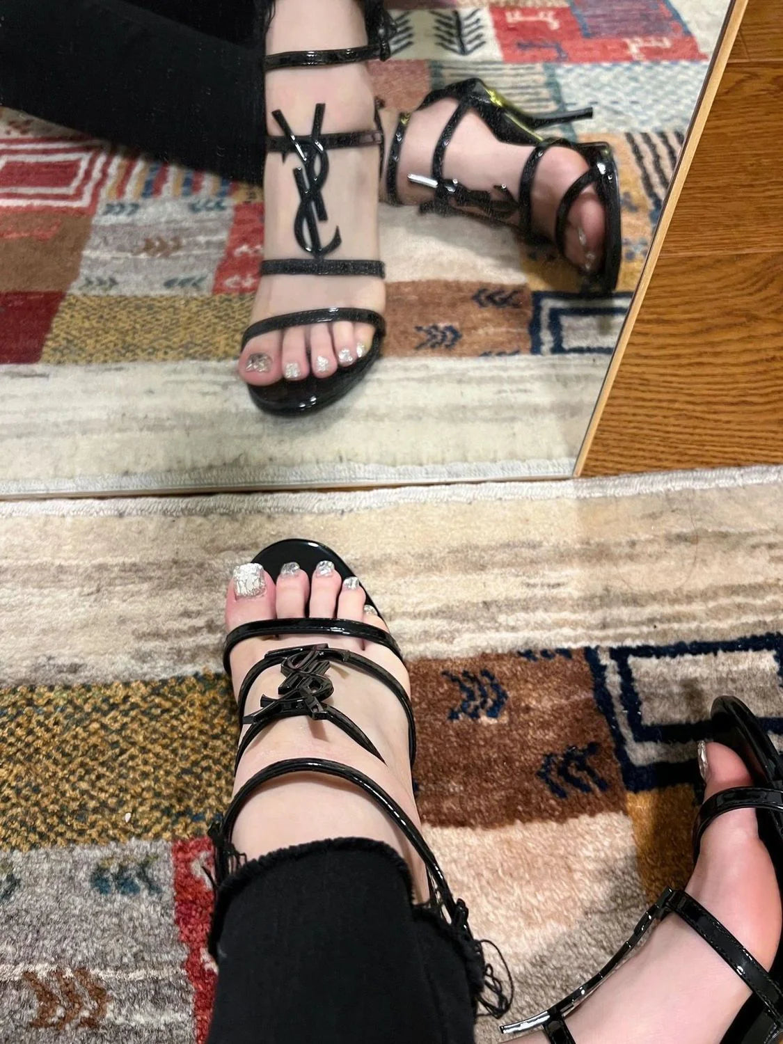 Summer New Genuine Leather Stiletto With Socialite Letter Buckle High-heeled ShoesPD05202412406