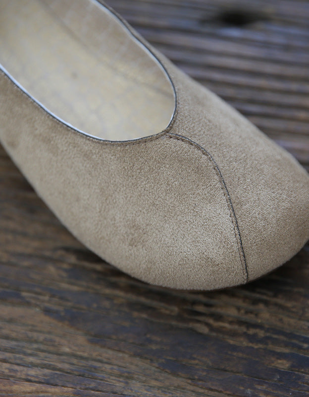 Light Weight Round Toe Suede Slip-on Flats