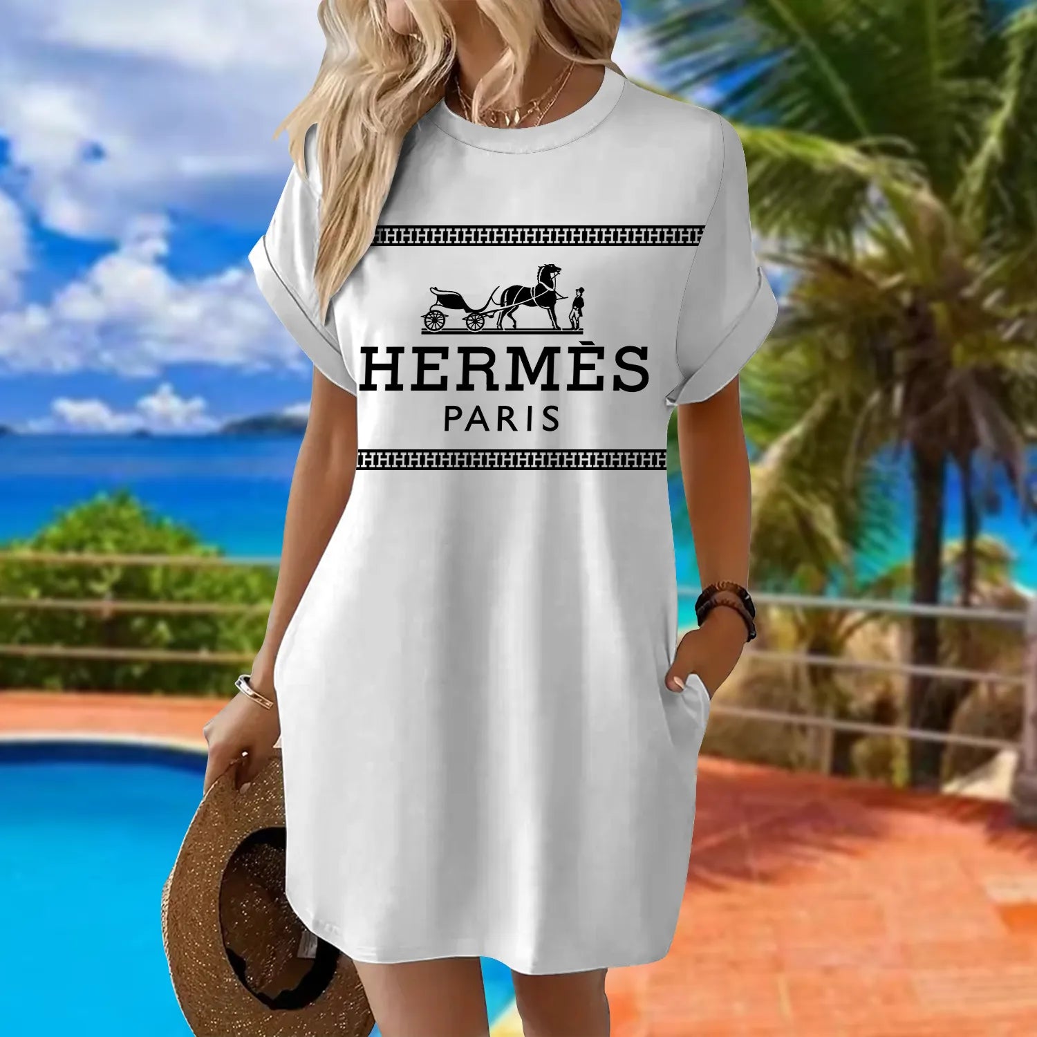 Premium Short Sleeve Pocket Dress 3D1025030420