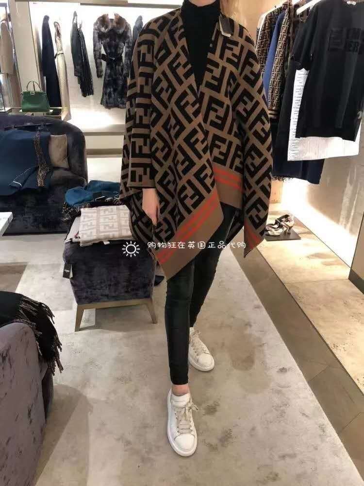 Brown F letter pure cashmere scarf PD0823112102