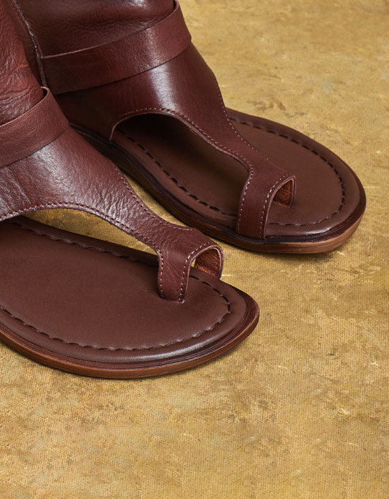 Handmade Genuine Leather Retro Flat Roman Sandals