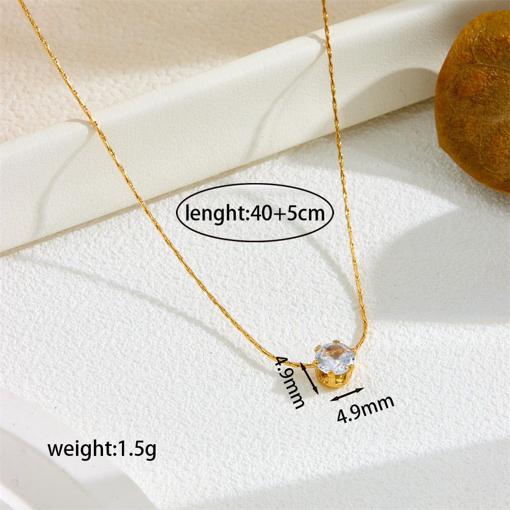 Titanium steel colorless necklace 2025081301