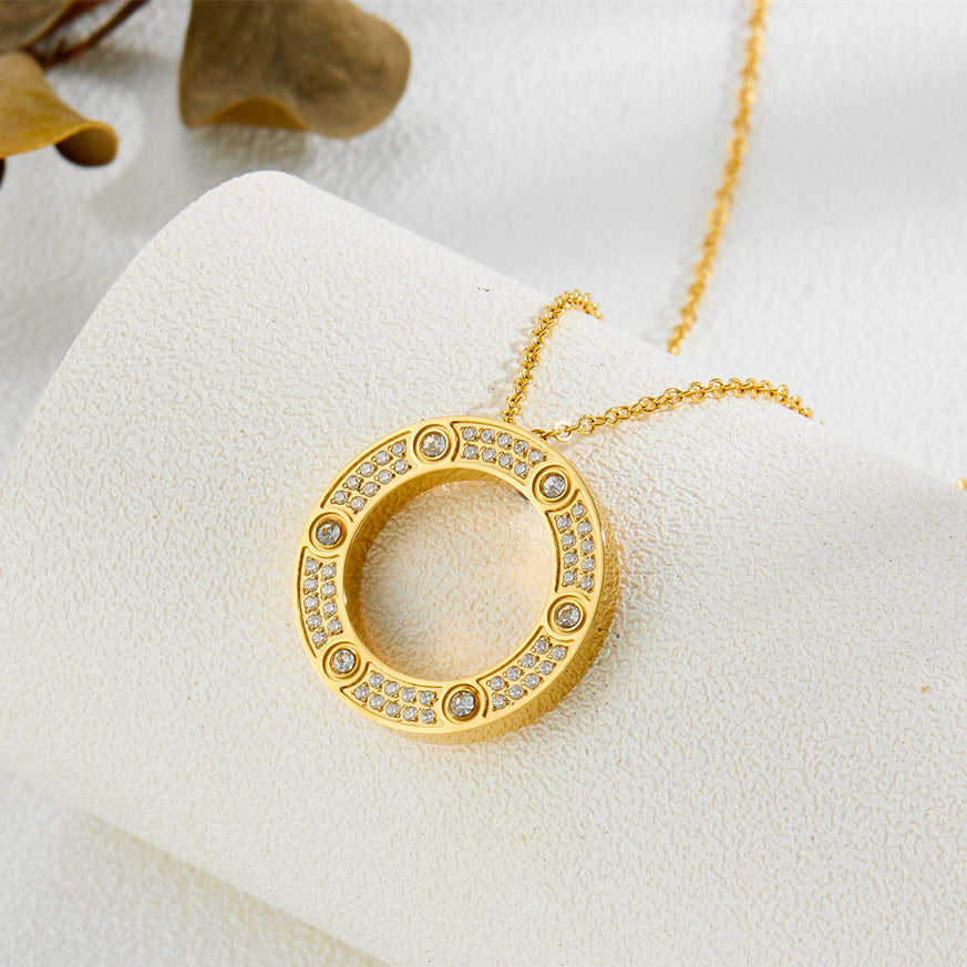 A round titanium steel light luxury necklace 2025081205