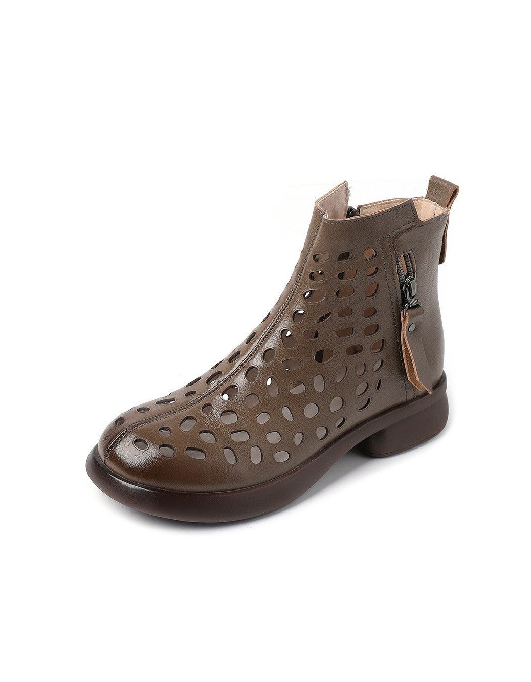 Round Toe Leather Hollow Summer Sandals Boots 35-43