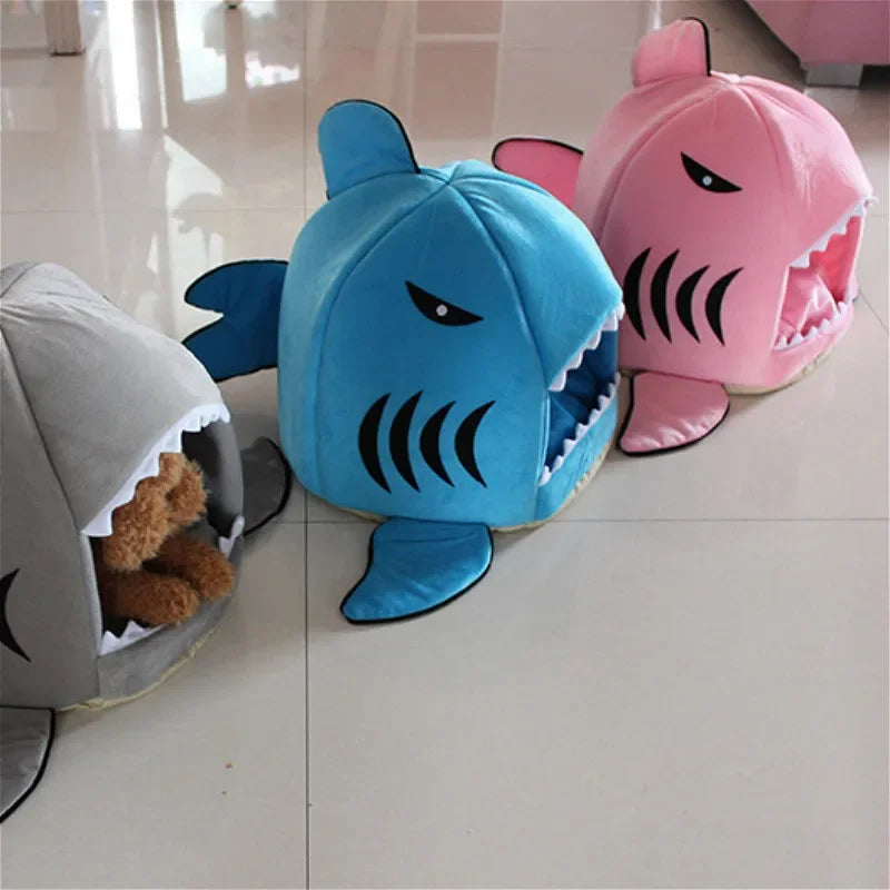 Shark Cat House Pet Soft Bed Basket Dog Cushion Cute Katten Tent Small Medium Puppy Sleeping Bed Warm Puppy Kennel Nest Mat
