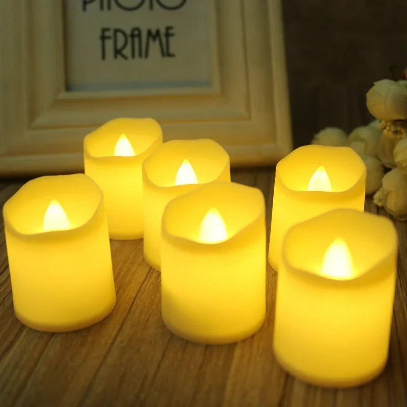 6 flameless flashing LED candle buttons, battery lights, tea lights, decorative candles