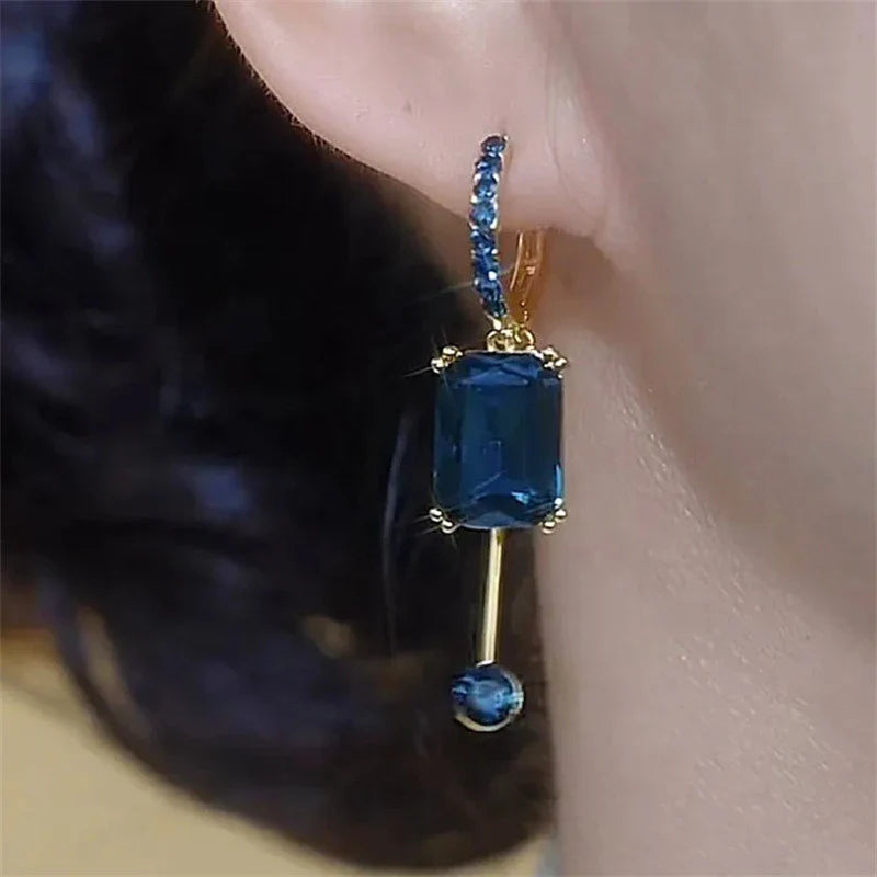 Blue Crystal Drop Earrings from Fashion Square