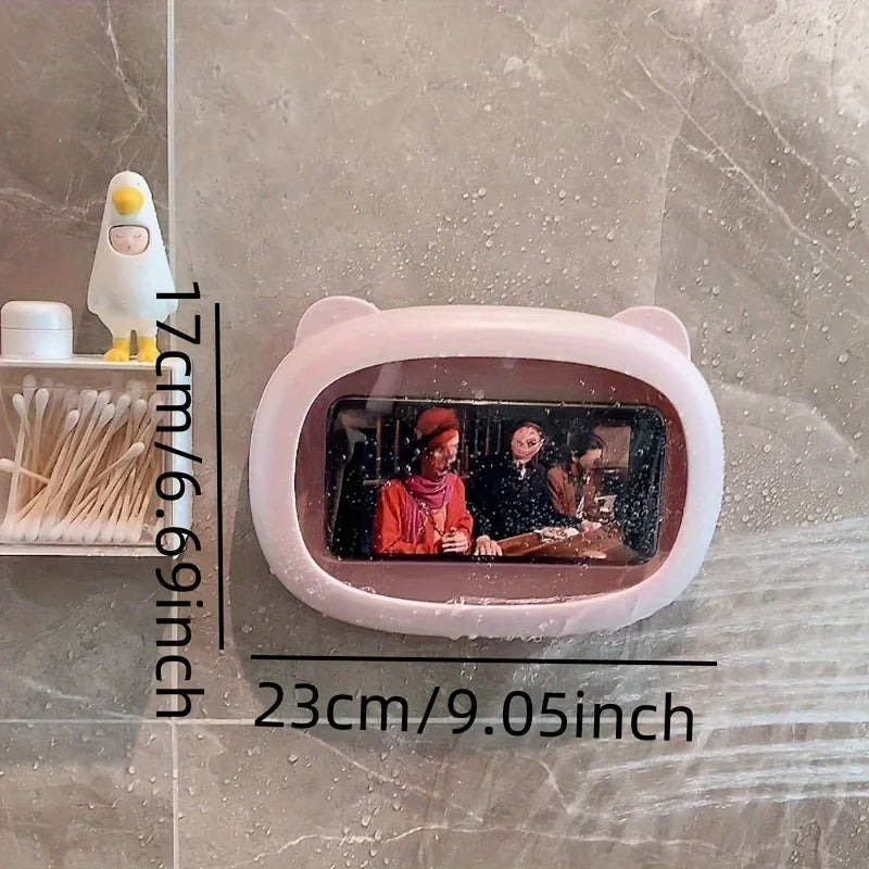 Bathroom Waterproof Mobile Phone Box Cartoon, Adhesive Bracket Mobile Phone Holder, Bathing TV Show Artifact
