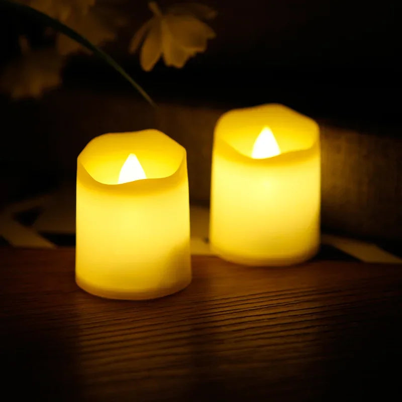 6 flameless flashing LED candle buttons, battery lights, tea lights, decorative candles