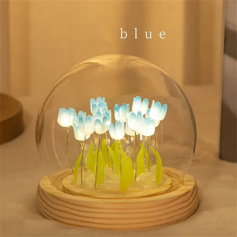 Artificial tulip handmade DIY LED bedside lamp