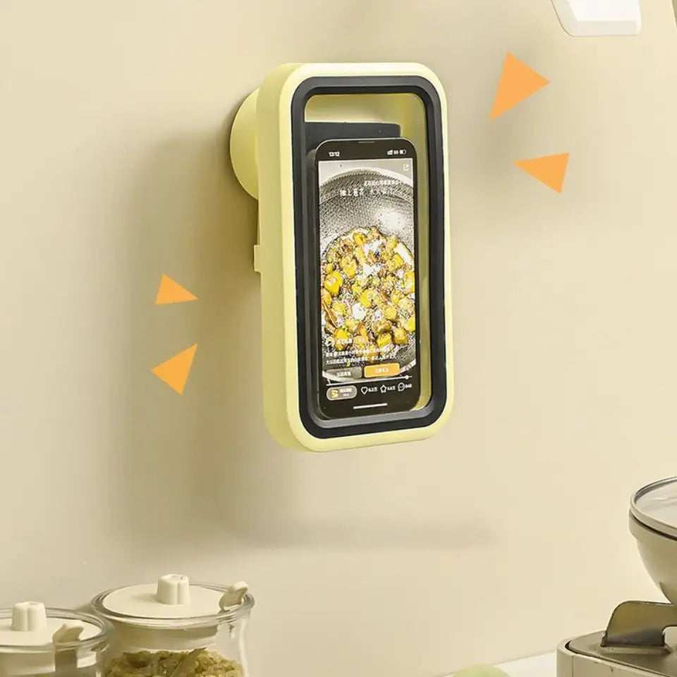 360 ° rotatable, no drilling required shower waterproof and anti fog phone holder case