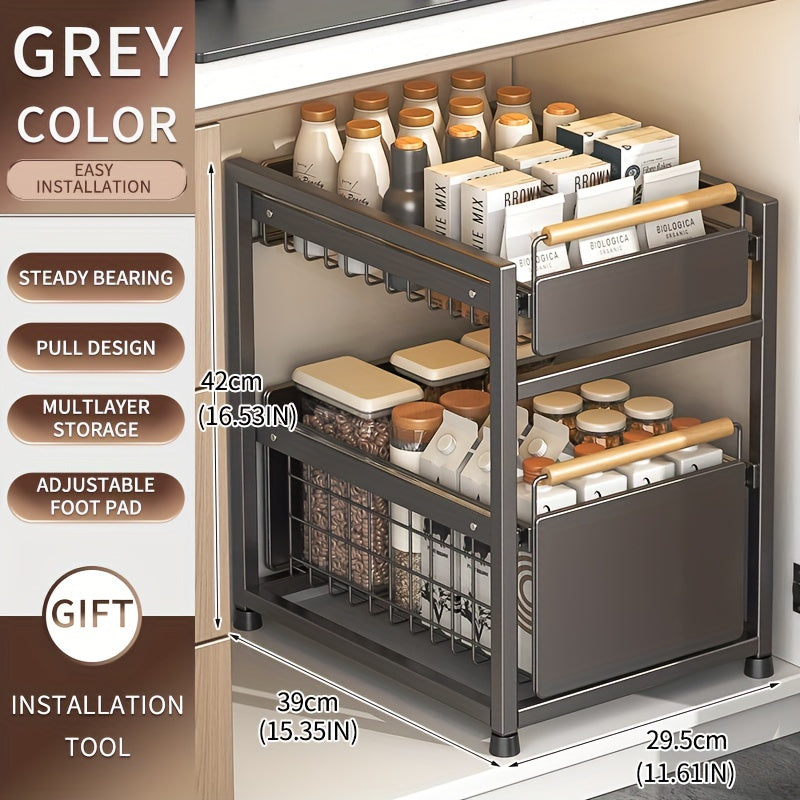 1 x Sliding Pull Out Drawer for Kitchen Cabinets - Sliding Cookware Organizer