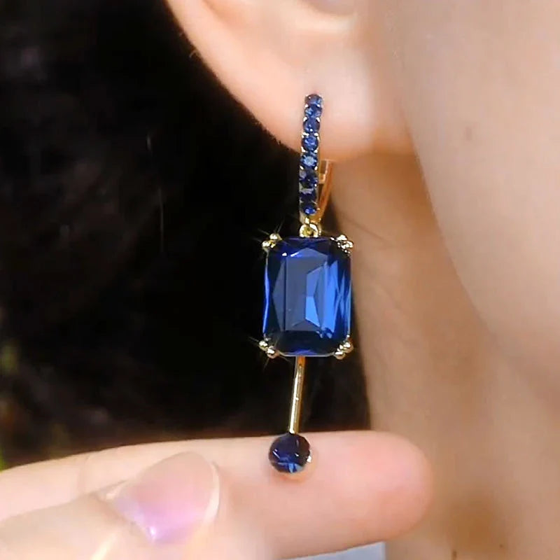Blue Crystal Drop Earrings from Fashion Square
