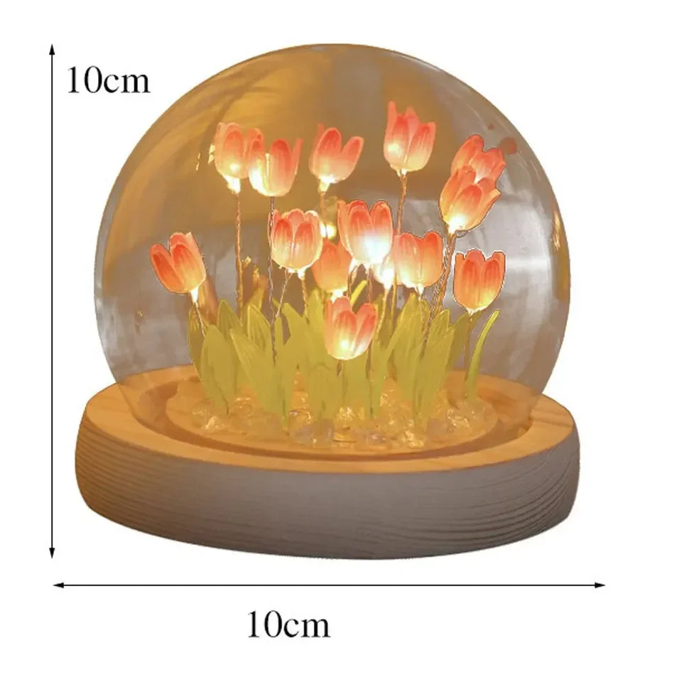 Artificial tulip handmade DIY LED bedside lamp