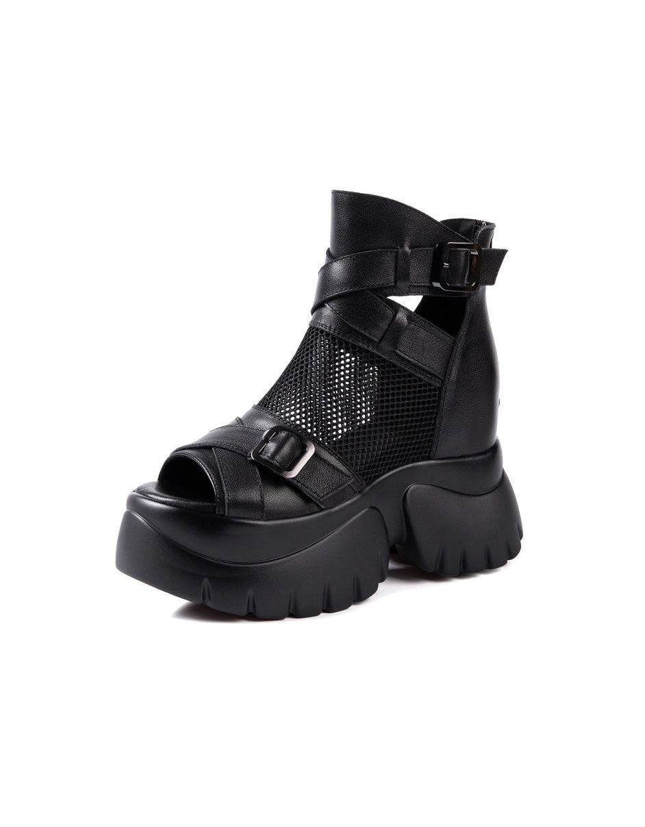 Summer Mesh Fish Toe Platform Sandals Boots