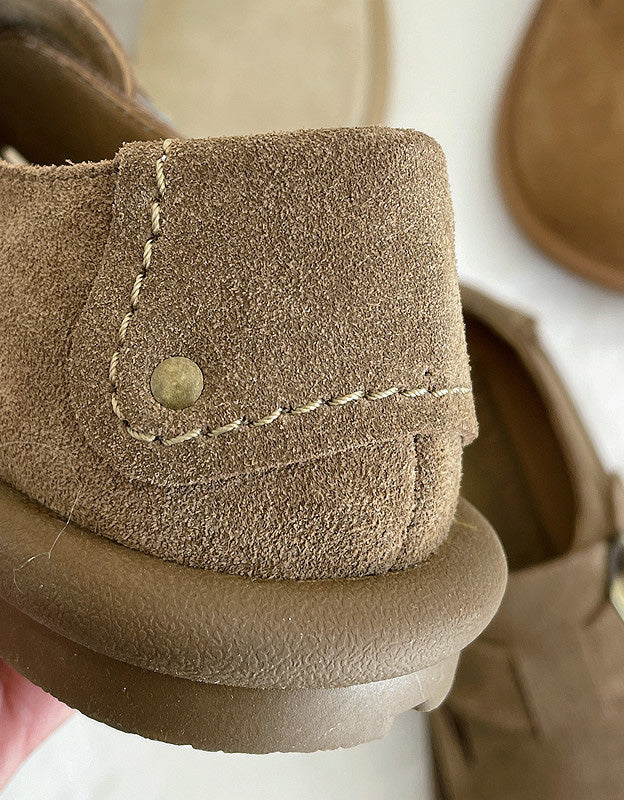 Wide Toe Box Comfortable Suede Flat Shoes Clogs